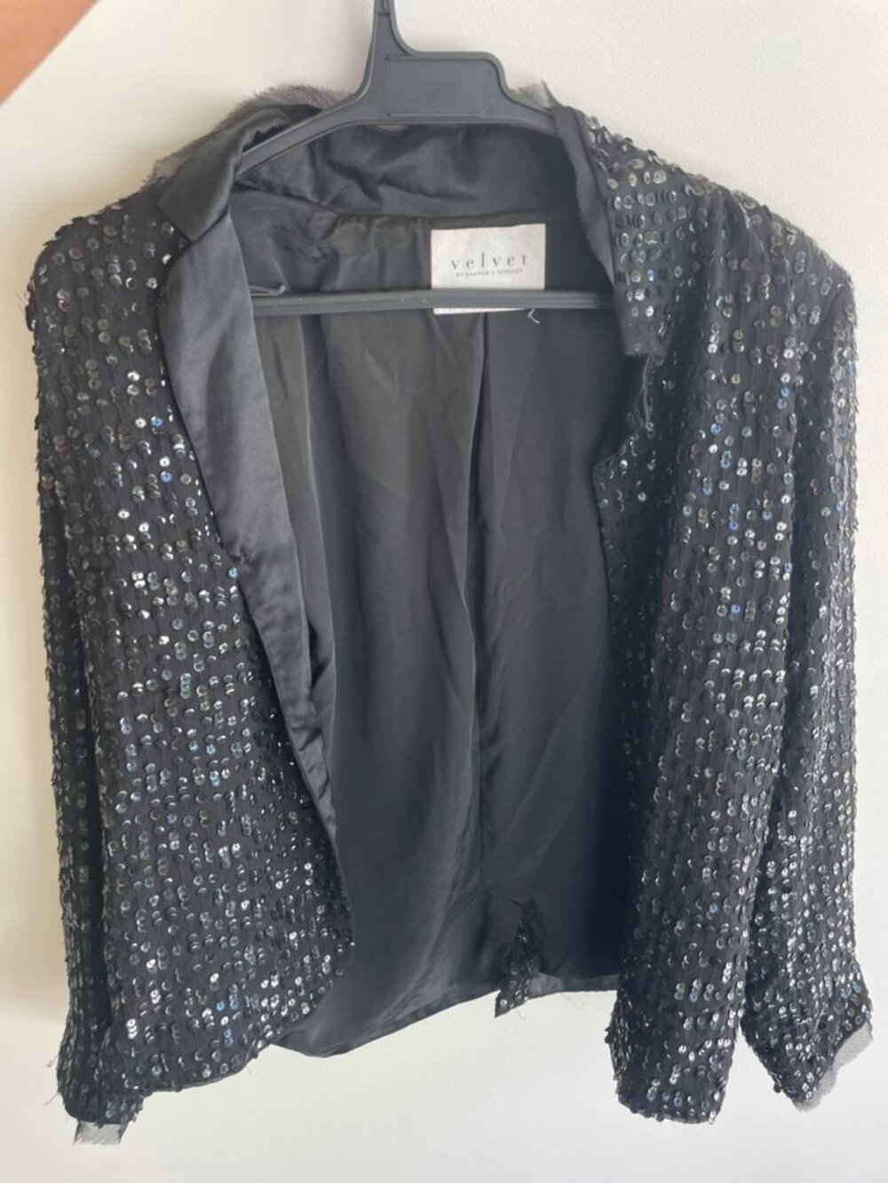 Velvet by Graham & Spencer Razi Black Sequin Open Front Blazer